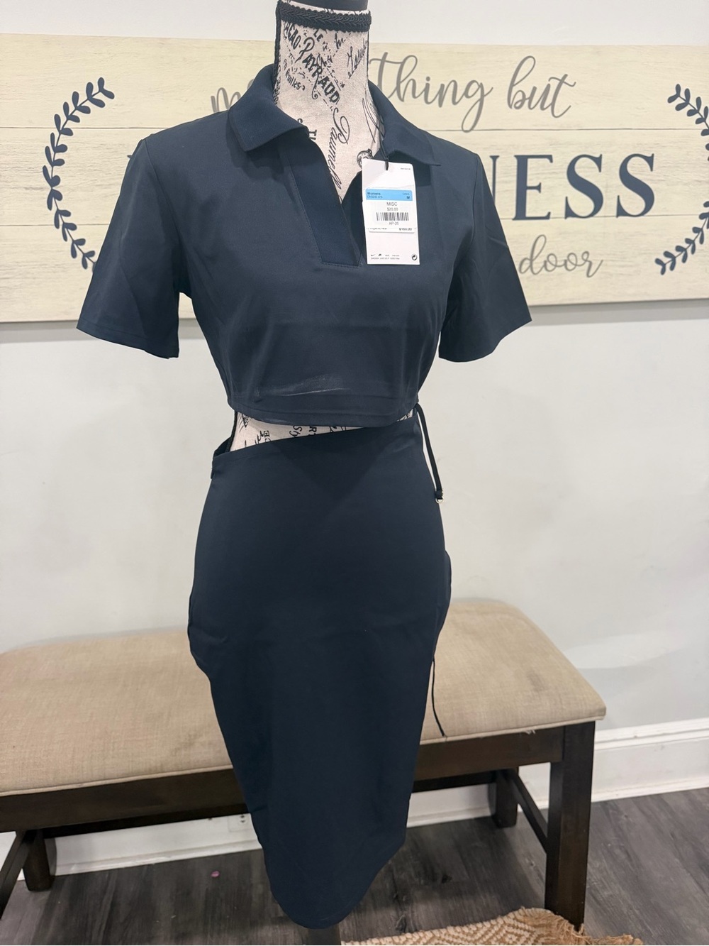 nike Jacquemus Navy Polo Crop Top